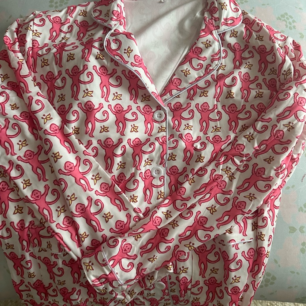 Roller Rabbit Monkey PJs Red S - Picture 7 of 8